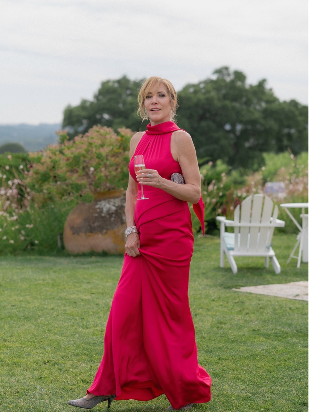 Alexander by Daymor Fuchsia Formal Maxi Gown | Elegant Neckline | Sleeveless | B
